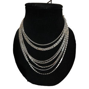 8 strand silver tone necklace